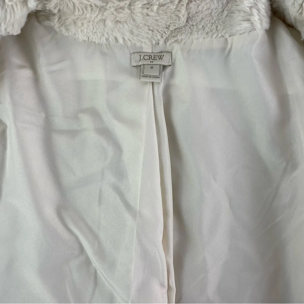 J. Crew Faux Fur Teddy Bear Coat White Size Medium - Picture 7 of 11